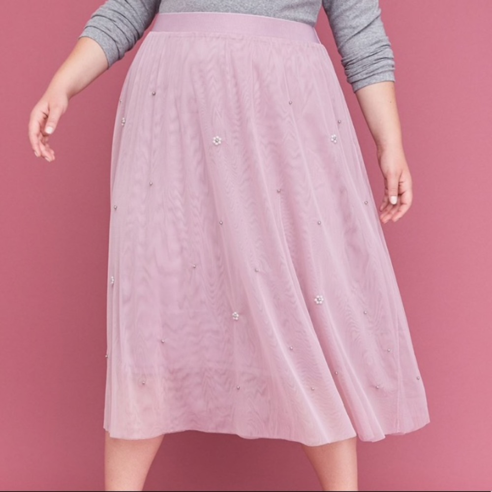 Faux Pearl Mesh Midi skirt 10/12
